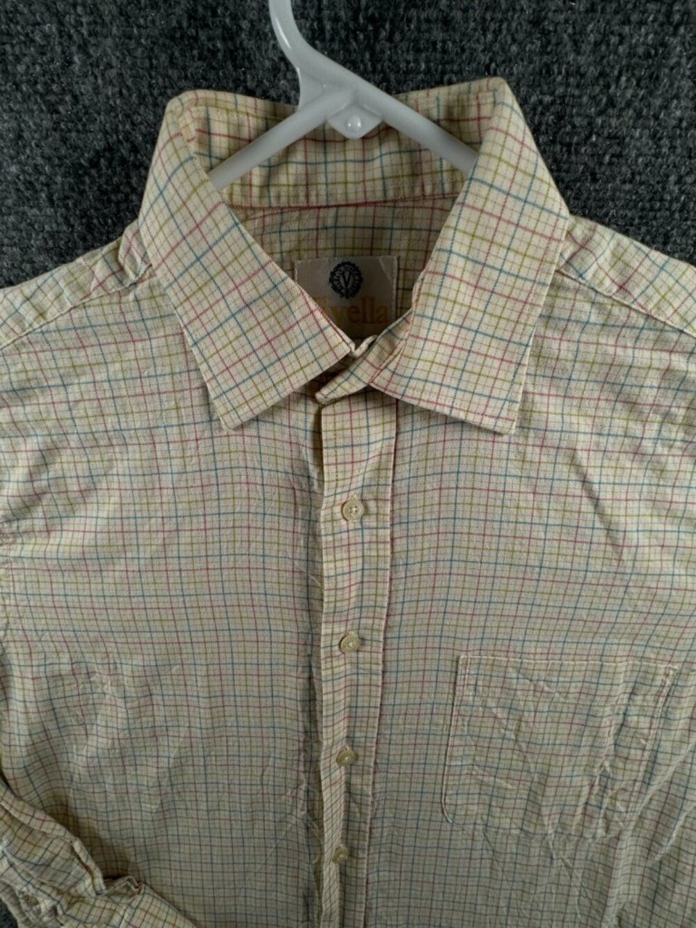 Viyella Button Up Shirt Men Cotton Flannel Long Sleeve Colorful Check Size 15
